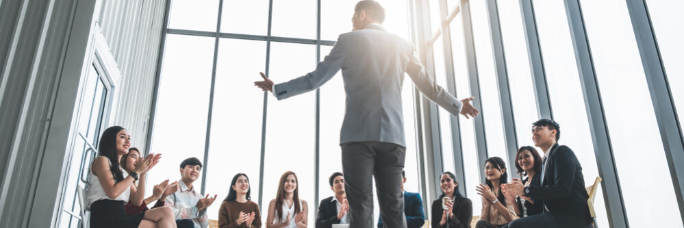 Business,People,Clapping,Hands,During,Meeting,In,Office,For,Their