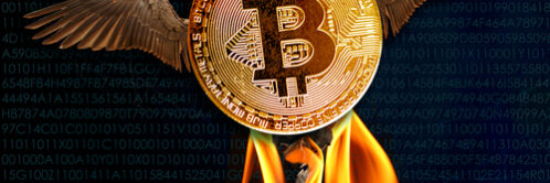 Bitcoin,E-cryptocurrency,With,Wings,Flies,In,Blue,Sky,With,Clouds,