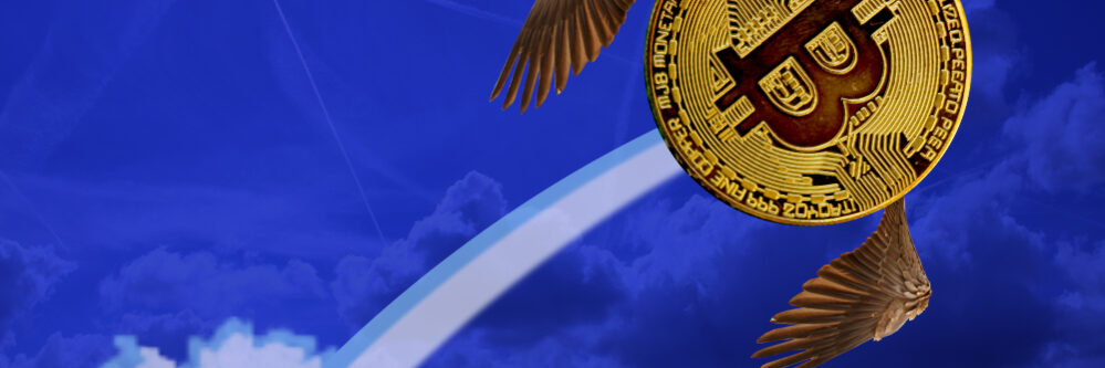 Bitcoin,Electronic,Cryptocurrency,With,Wings,In,The,Form,Of,A