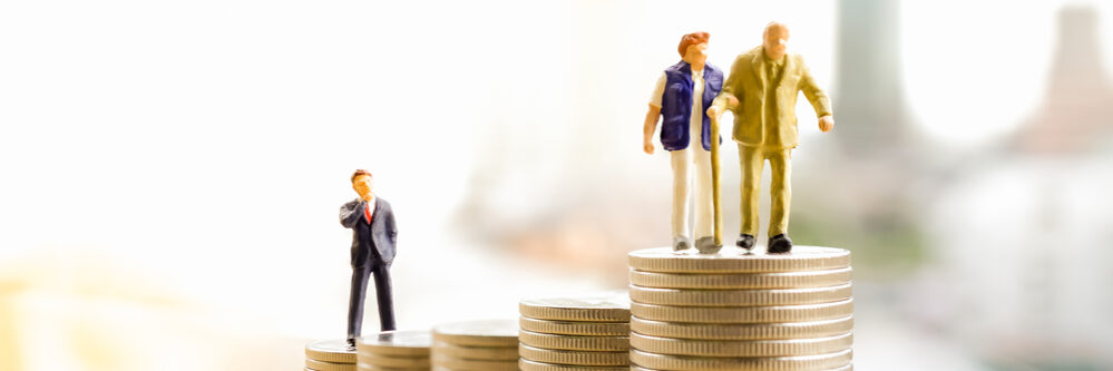 Concept,Of,Retirement,Planning.,Miniature,People:,Old,Couple,Figure,Standing