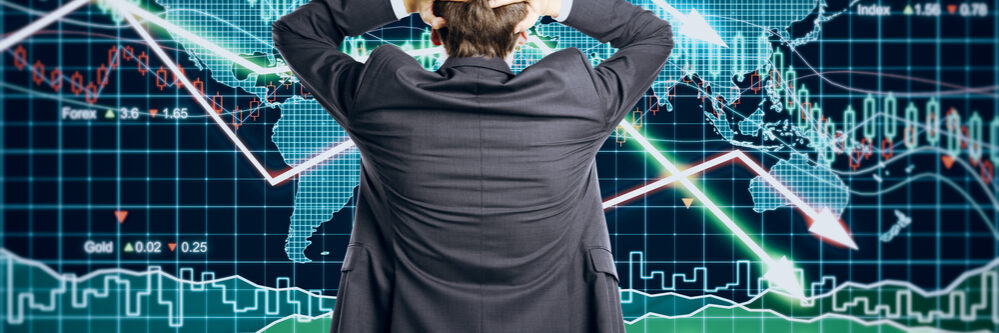 Businessman,Grabs,The,Head,Concept,With,Business,Chart,On,Scoreboard